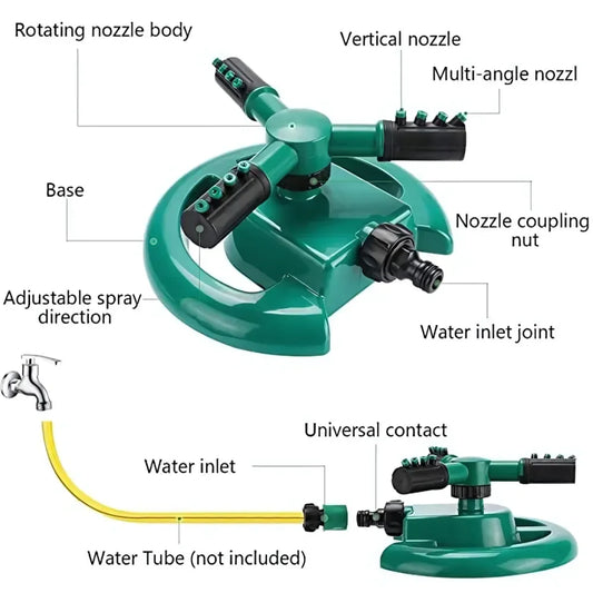 Automatic 360° Rotating Garden Sprinkler – Adjustable Water Sprayer for Lawn, Plant Irrigation & Kids Play