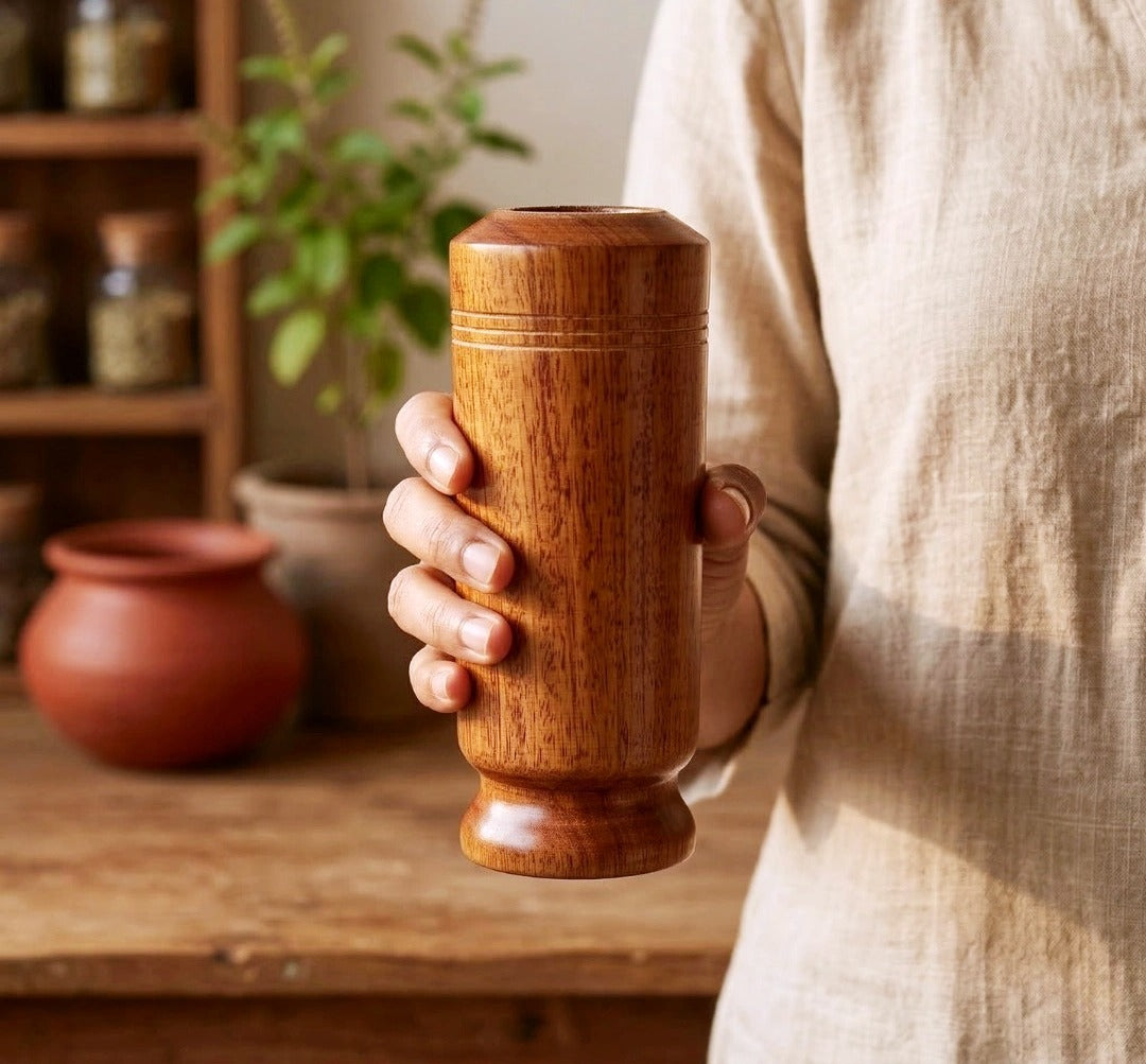 Vijaysar Wooden Glass for Blood Sugar Support – Natural Ayurvedic Diabetes Control Cup