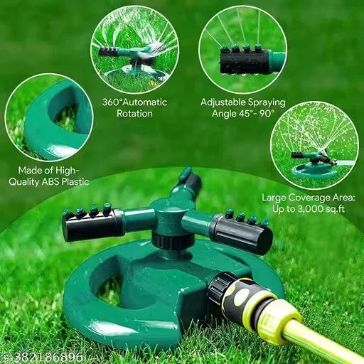 Automatic 360° Rotating Garden Sprinkler – Adjustable Water Sprayer for Lawn, Plant Irrigation & Kids Play
