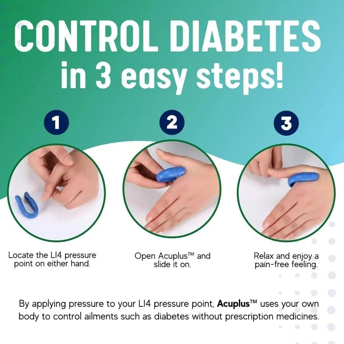 Sugar Control LI4 Acupressure Point Clip Original- Wearable Hand Massager (Pack of 2)