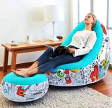 Inflatable Deck Sofa Chair with Air Pump – Portable 1-Seater Lounge Chair with Foot Rest | Comfortable, Lightweight & Easy to Inflate