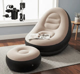 Inflatable Deck Sofa Chair with Air Pump – Portable 1-Seater Lounge Chair with Foot Rest | Comfortable, Lightweight & Easy to Inflate