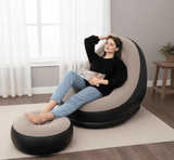 Inflatable Deck Sofa Chair with Air Pump – Portable 1-Seater Lounge Chair with Foot Rest | Comfortable, Lightweight & Easy to Inflate